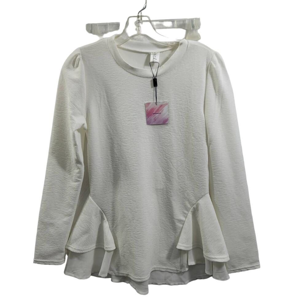 Chicwish Creme Side Layered Ruffles Blouse NWT Size M 10823-0460